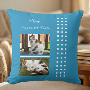 Pet memorial cat blue and white add photos cushion