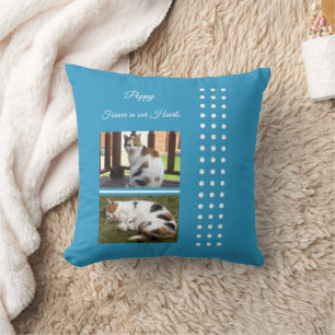 Pet memorial cat blue and white add photos cushion