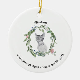 Pet Memorial Cat Dog Photo and Personalised  Ceramic Tree Decoration