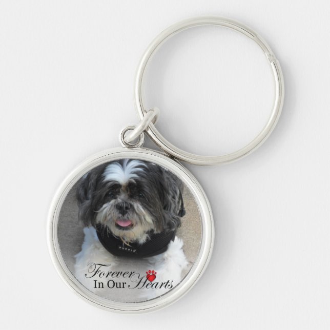 Pet Memorial - Cat or Dog FOREVER in our HEARTS Key Ring (Front)