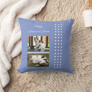 Pet memorial cat purple and white add photos cushion