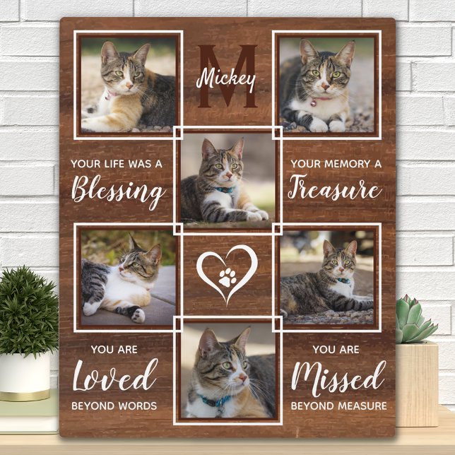 Pet Memorial Cat Unique Photo Collage Plaque (Creator Uploaded)