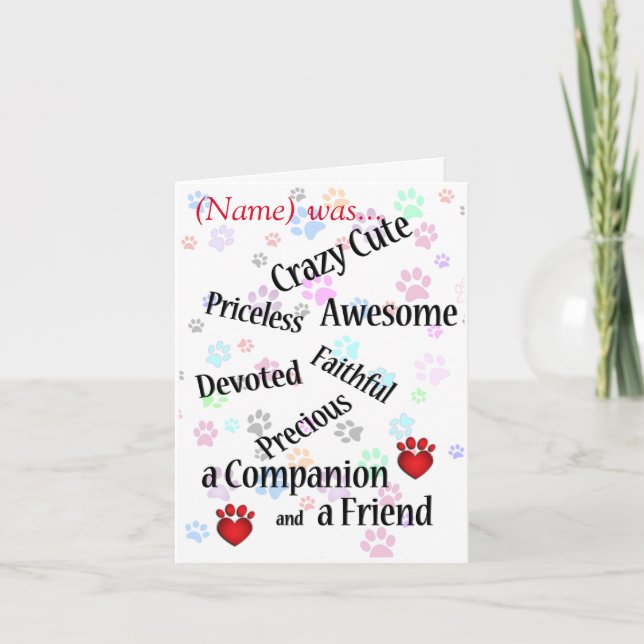 Pet Memorial Crazy Cute Sympathy Card (Front)