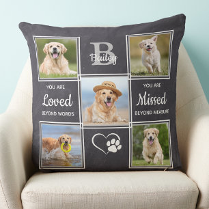 Pet Memorial Custom 6 Dog Photo In Loving Memory  Cushion
