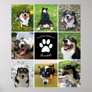 Pet Memorial Custom Dog 8 Photo Collage Poster