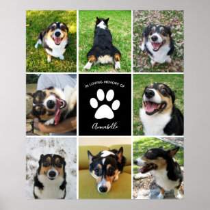 Pet Memorial Custom Dog 8 Photo Collage Poster