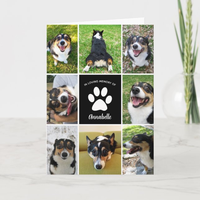 Pet Memorial Custom Dog Collage In Loving Memory Card (Front)