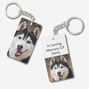 Pet Memorial Custom Dog Photo In Loving Memory Of Key Ring