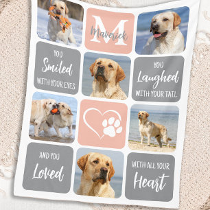 Pet Memorial Customised  Dog Remembrance 6 Photo   Fleece Blanket