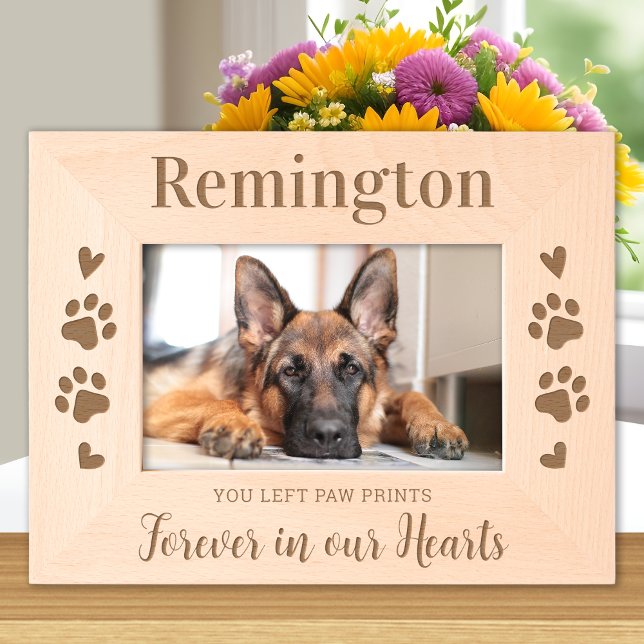 Pet Memorial Dog Cat Paw Personalised Wood Picture Etched Frames (Creator Uploaded)