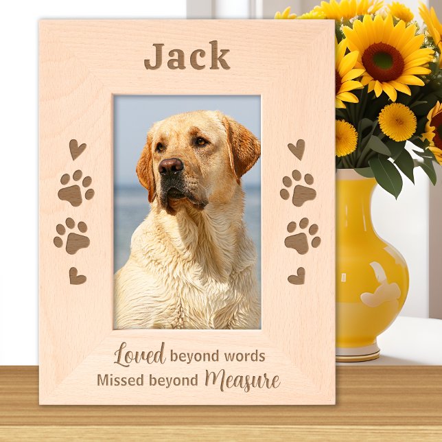Pet Memorial Dog Cat Paw Prints Custom Wood Photo Etched Frames (Creator Uploaded)