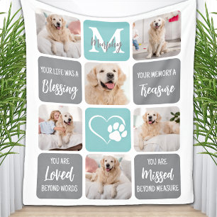 Pet Memorial Dog Loss Modern Stylish Photo Collage Fleece Blanket