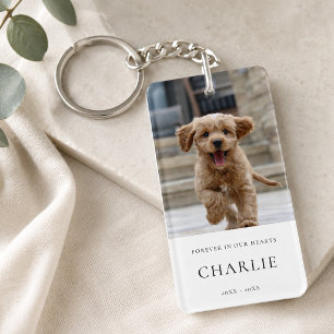 Pet Memorial   Dog Photo In Loving Memory Elegant Key Ring