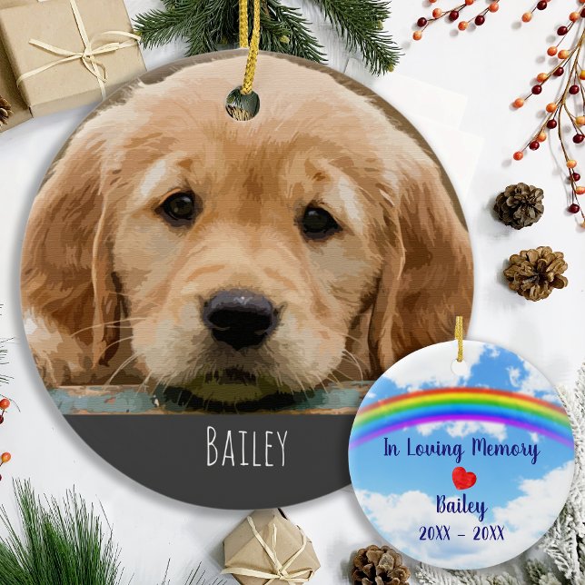 Pet Memorial Dog Photo Rainbow Bridge Ceramic Tree Decoration (Creator Uploaded)