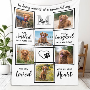 Pet Memorial Dog Remembrance 6 Photo Collage Fleece Blanket