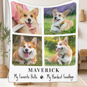 Pet Memorial Dog Remembrance Personalised 4 Photo Fleece Blanket
