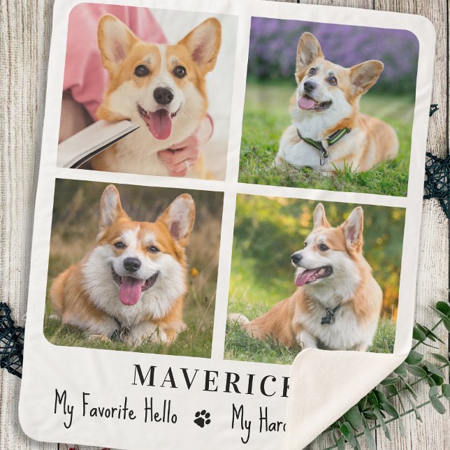 Pet Memorial Dog Remembrance Personalised 4 Photo  Sherpa Blanket (Creator Uploaded)