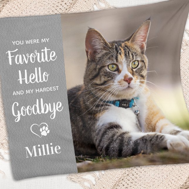 Pet Memorial Favourite Hello Custom Cat Photo Fleece Blanket (Creator Uploaded)