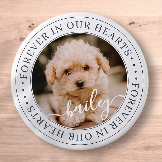 Pet Memorial Forever Hearts Elegant Chic Photo 7.5 Cm Round Badge (Creator Uploaded)