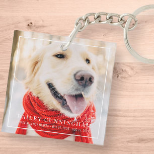 Pet Memorial Forever In Our Hearts Framed Photo Key Ring