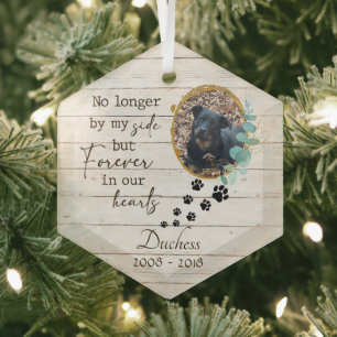 Pet Memorial Forever in Our Hearts  Glass Tree Decoration