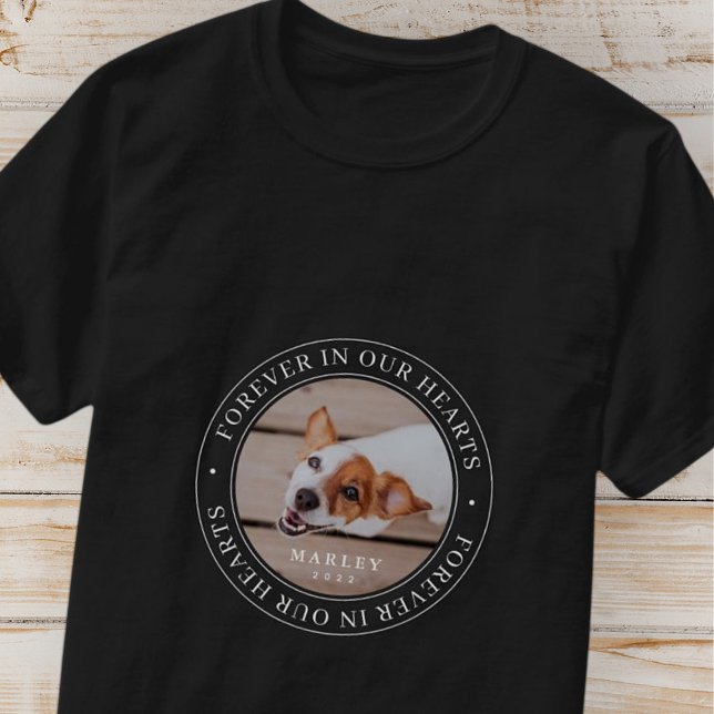 Pet Memorial Forever In Our Hearts Modern Photo T-Shirt (Creator Uploaded)