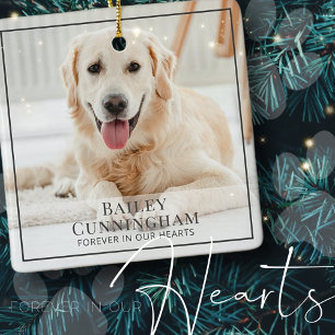 Pet Memorial Forever In Our Hearts Photo Keepsake Ceramic Ornament