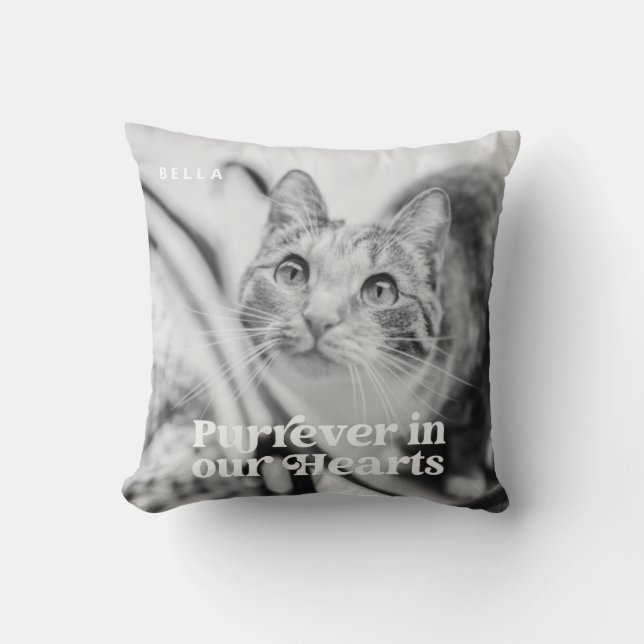Pet Memorial Forever in our Hearts Simple Photo Cushion (Front)