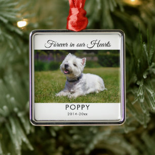 Pet Memorial Forever in our Hearts Simple Photo Metal Tree Decoration