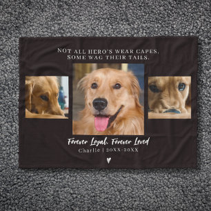 Pet Memorial Forever Loved 3 Photo Collage Fleece Blanket