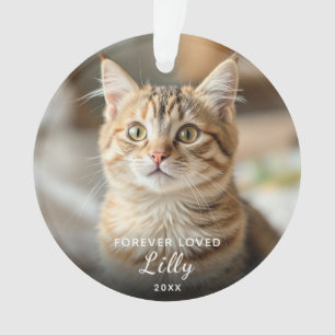 Pet Memorial Forever Loved Cat Photo Christmas Ornament