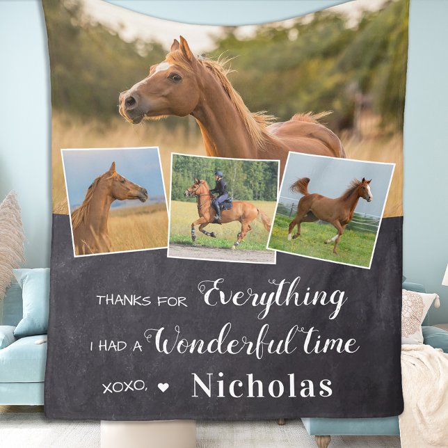 Pet Memorial From The Horse 4 Photo Keepsake Fleece Blanket (Creator Uploaded)