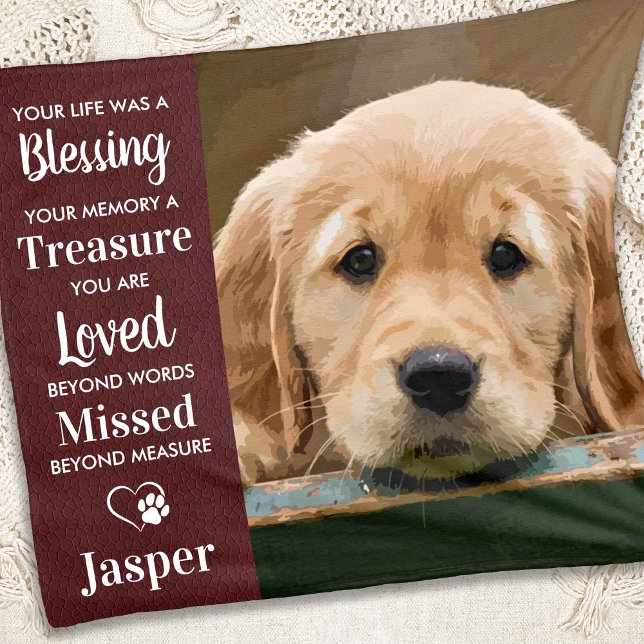 Pet Memorial Gift Personalized Cat Dog Pet Photo Fleece Blanket (Creator Uploaded)