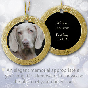 Pet Memorial Gold Foil Frame Photo Keepsake Ceramic Tree Decoration