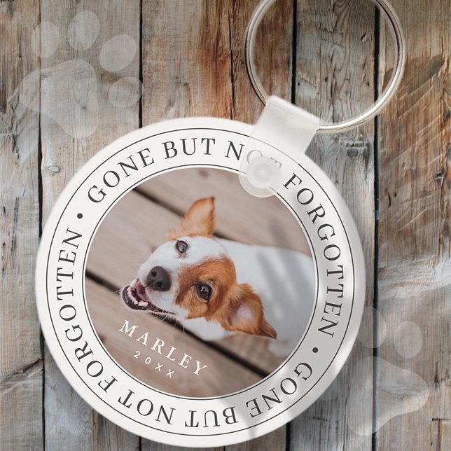 Pet Memorial Gone But Not Forgotten Modern Photo Key Ring (Creator Uploaded)