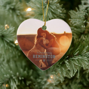 Pet Memorial Gray Full Photo Ceramic Ornament