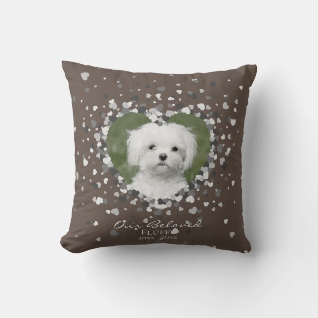 Pet Memorial Heart of Hearts Confetti Neutral Cushion (Front)