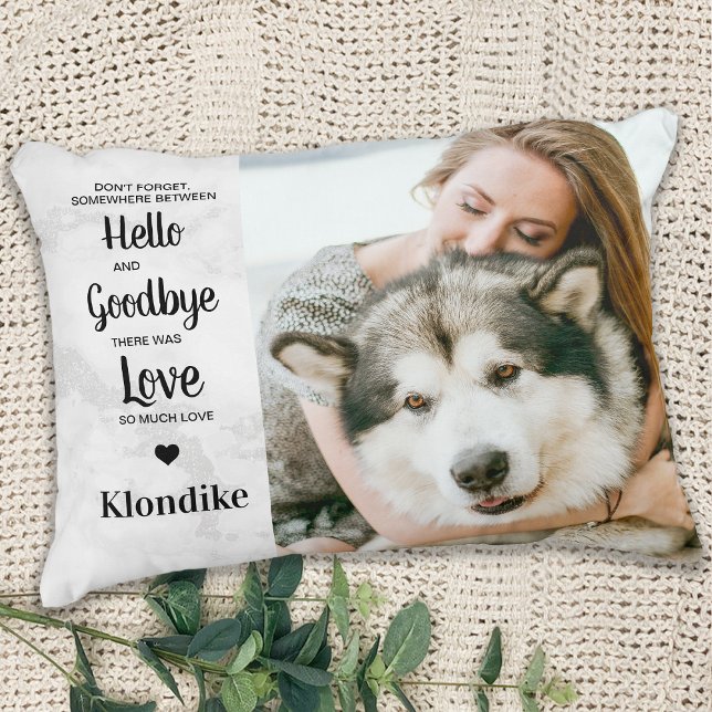 Pet Memorial Hello Goodbye Quote Dog Photo Decorative Cushion (Creator Uploaded)