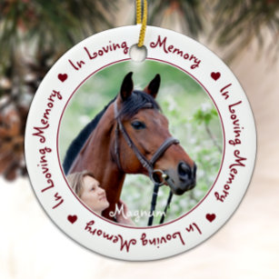 Pet Memorial Horse Photo In Loving Memory  Ceramic Tree Decoration