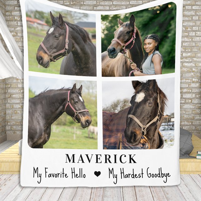 Pet Memorial Horse Remembrance Personalised Photos Fleece Blanket (Creator Uploaded)