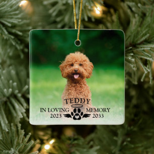 Pet Memorial In Loving Memory Dog Photo Keepsake C Ceramic Ornament