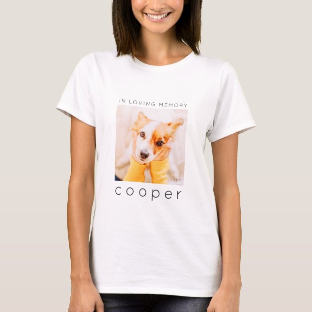 Pet Memorial In Loving Memory Modern Chic Photo T-Shirt (Front)