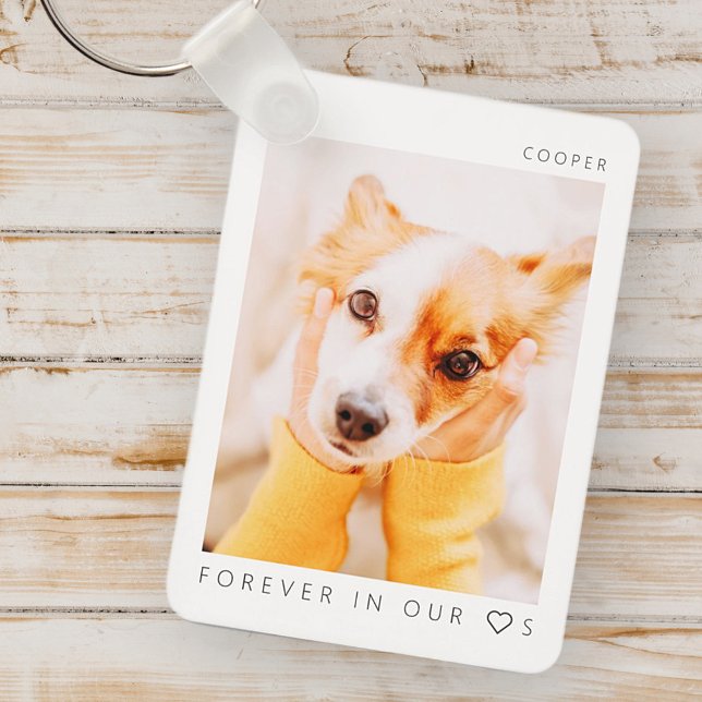 Pet Memorial In Loving Memory Modern Simple Photo Key Ring (Creator Uploaded)