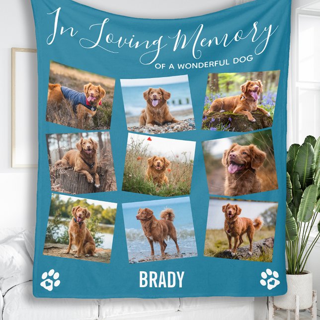 Pet Memorial In Loving Memory Photo Collage Fleece Blanket (Creator Uploaded)
