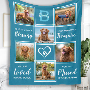 Pet Memorial In Loving Memory Photo Collage Fleece Blanket