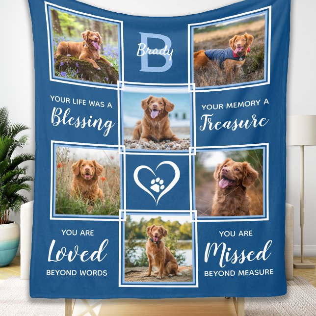 Pet Memorial In Loving Memory Photo Collage Fleece Blanket (Creator Uploaded)