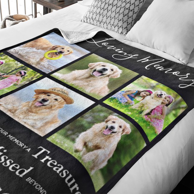 Pet Memorial Keepsake Gift 6 Dog Photo Collage Fleece Blanket (Creator Uploaded)