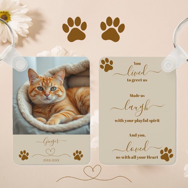 Pet Memorial Keepsake Key Ring (Pet Memorial Keepsake Keychain Cat-Family )
