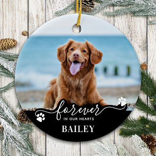 Pet Memorial Keepsake Personalised 2 Dog Photo Ceramic Tree Decoration