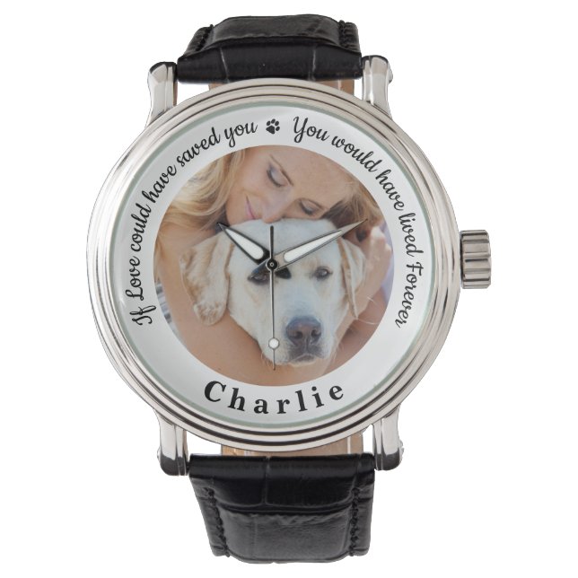 Pet Memorial Keepsake Personalised Dog Photo Watch (Front)